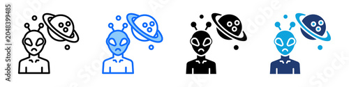 Photos Extraterrestrial Icon Set Multi Style Vector Illustration