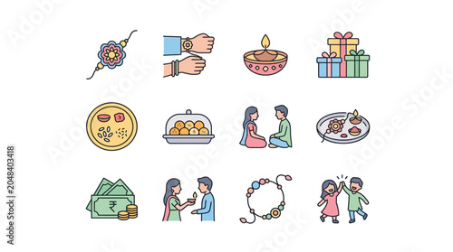 Colorful Icons Representing Festive Celebrations