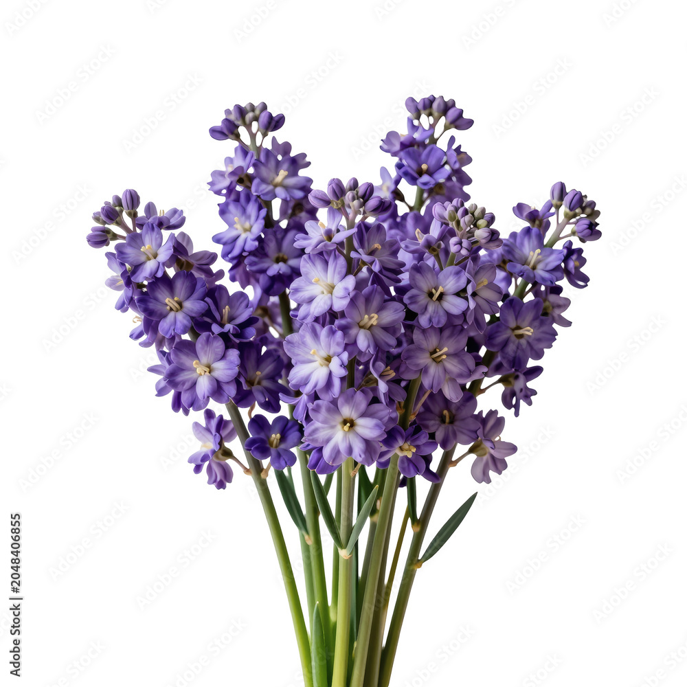Obraz premium Charming bouquet of bluebells in full bloom against a white background