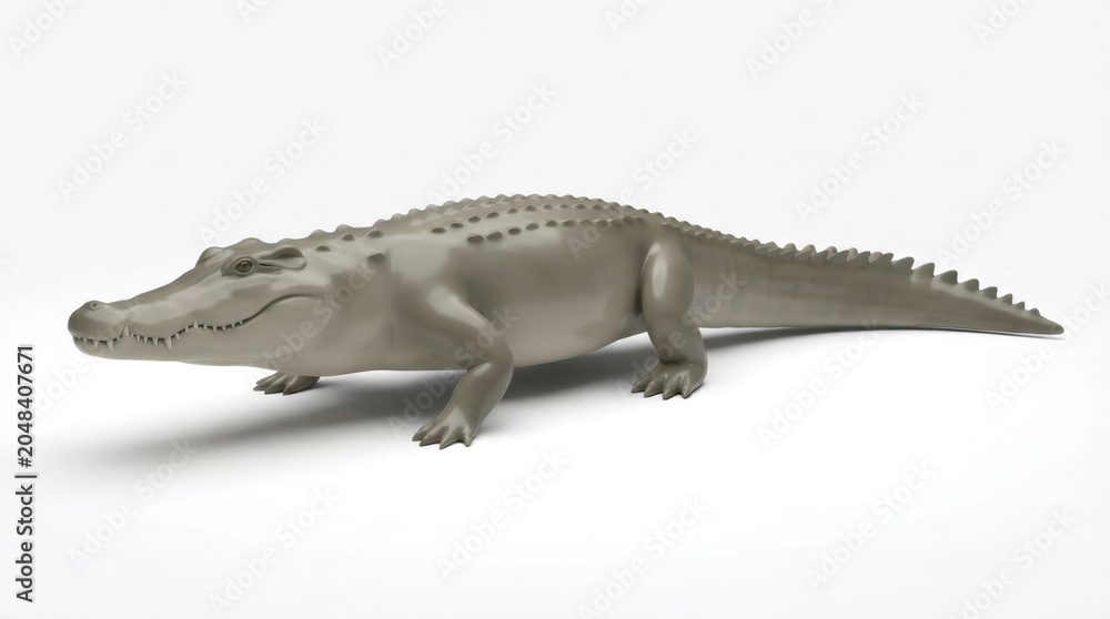 Fototapeta premium 3D render of a stylized gray crocodile isolated on white background