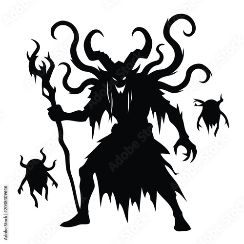 Photos Dark Fantasy Monster Silhouette Vector Set Demon Beast Boss Character Collection