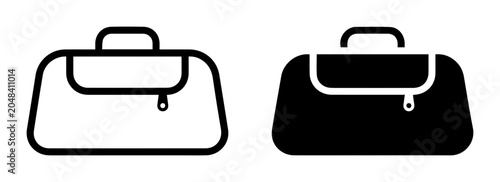 Bild auf Leinwand Travel Bag Icons: Outline and Solid Fill Luggage Symbols for Journeys, Business