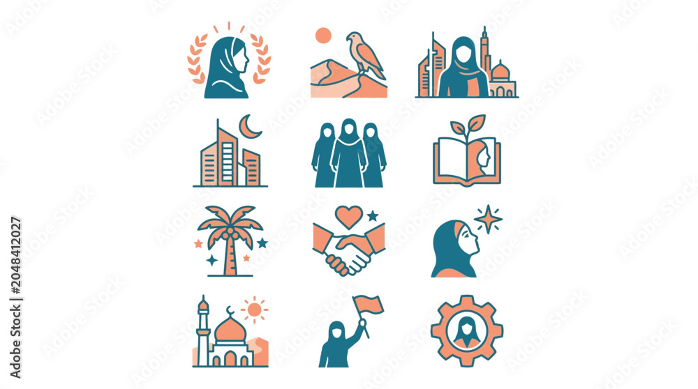 Fototapeta premium Cultural Icons and Symbols Representing Community Values