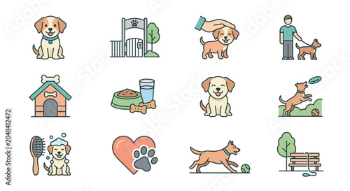 Fotografie Cute dog illustrations showcasing various playful activities