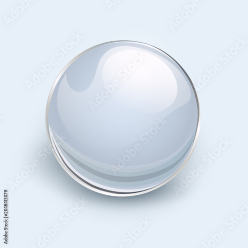 Shiny glass ball, 3D icon of transparent sphere.