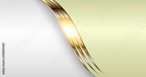 Business background with shiny gold waves on white golden background.