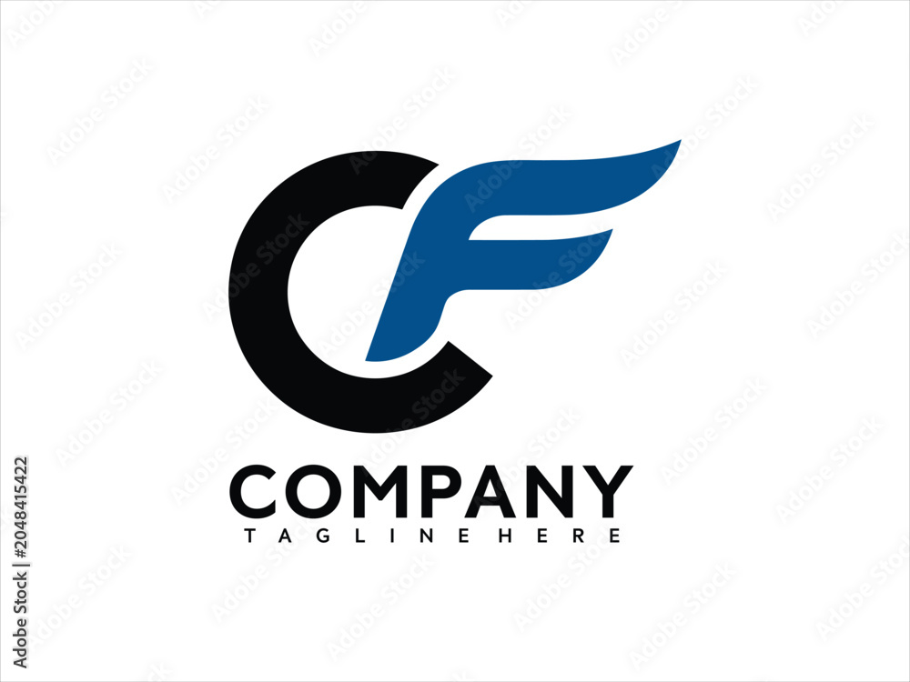 Fototapeta premium A stylized blue and black winged logo design for a company tagline