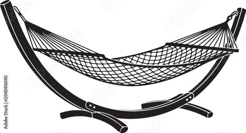 Photos Hanging hammock on wooden stand outdoors