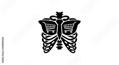 Photos Skeleton Rib Cage with Shopping Carts Inside - Consumerism Concept