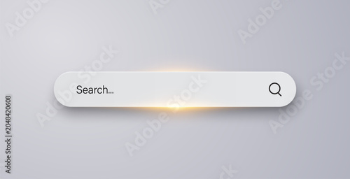 Minimal 3D Search Bar Interface With Soft Shadow And Warm Glow