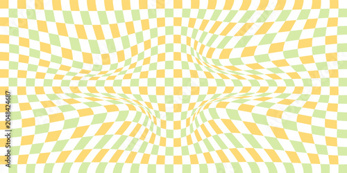 Childish checkered pattern on yellow and green. Fresh spring background. Cute baby seamless print. Pastel color