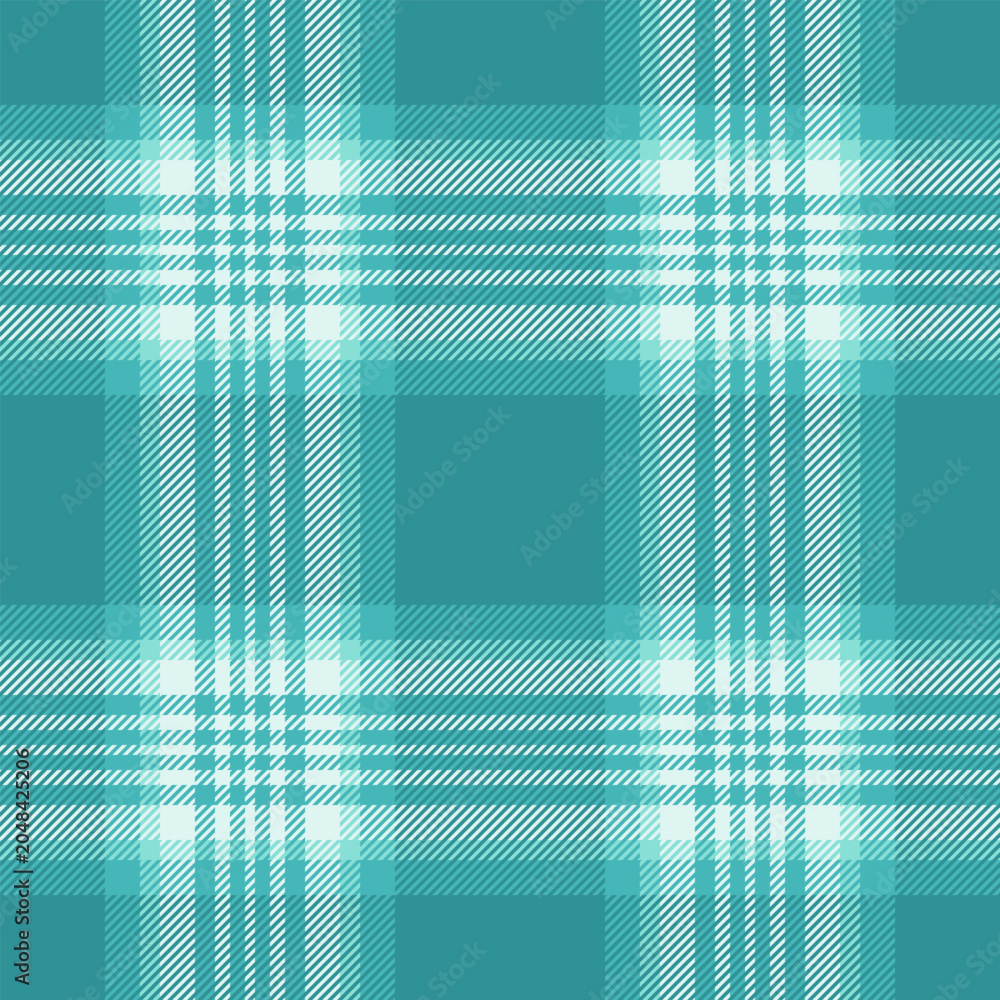 Fototapeta premium Scrapbooking tartan background textile, customizable fabric pattern plaid. Striped texture check vector seamless in cyan and light colors.
