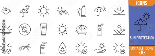 Konstfotografi Sun protection and uv icons