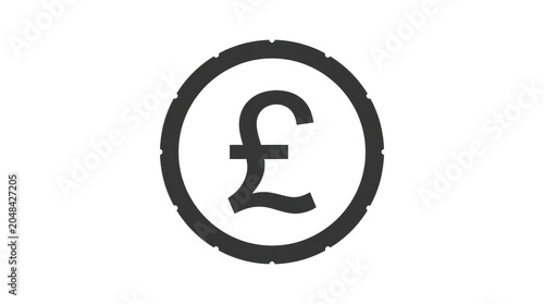 British pound sterling currency symbol, minimalist black and white money icon, flat vector style financial sign for banking and commerce