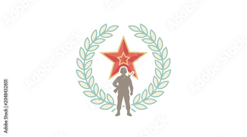 Fotografija Silhouette of Soldier with Star and Laurel Wreath