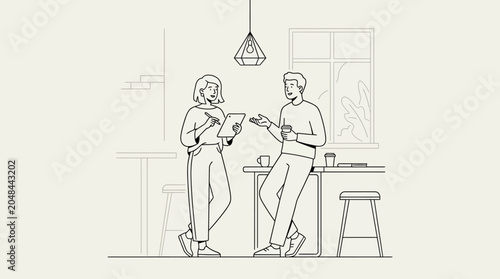 Two people discussing ideas in a cozy caf? setting