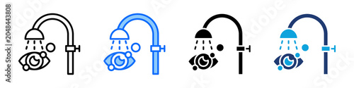 Eye Wash Icon Set Multi Style Vector Illustration