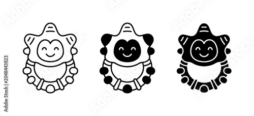 Photography Cute Monkey Teether Icons, Baby Toy Vector Graphics, Infant Soothing Accessories