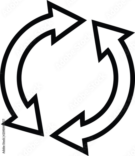 фотографія Black and white circular refresh icon with two rotating arrows