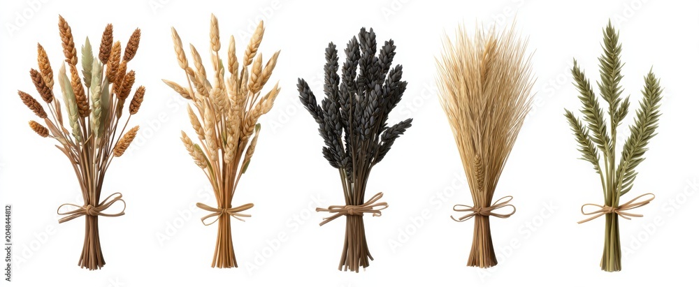 Obraz premium Natural Dried Wheat Stalks Bundles stand like golden whispers of rustic charm