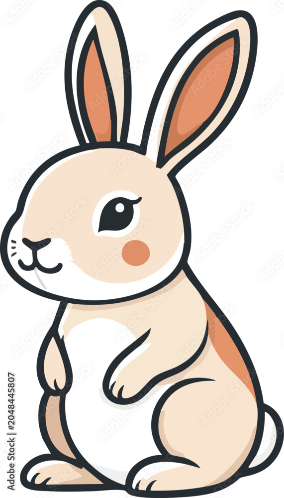 Fototapeta premium Geometric Rabbit in Scandinavian Style Vector Art