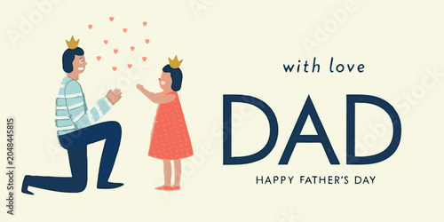 Fotografía Father s Day Illustration With Kneeling Figure And Heart Motifs Flat Vector