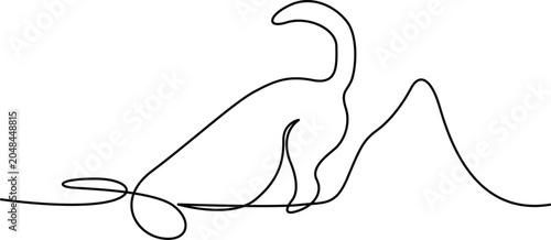 Fotografía Abstract single line art of a playful cat with minimalist continuous monoline