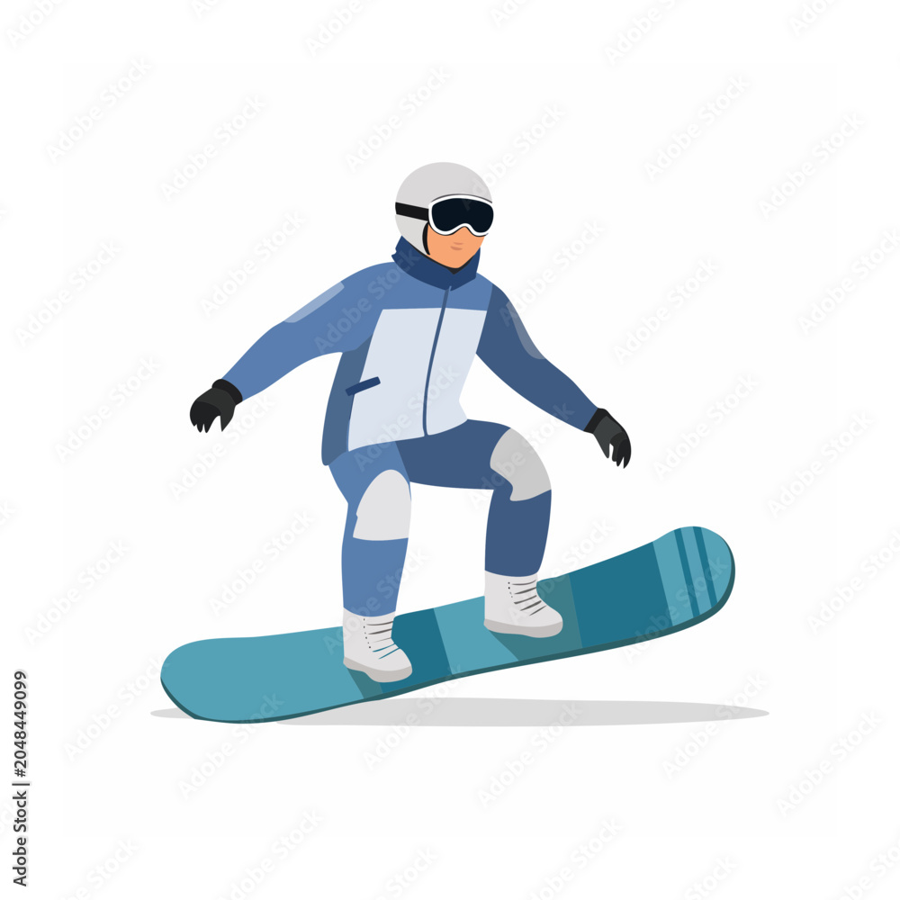 Fototapeta premium Snowboarder in action, flat design illustration