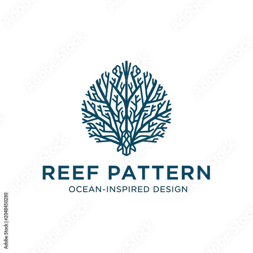 Valokuva Intricate geometric logo inspired by underwater coral formations, perfect for marine conservation, high-end spas, or luxury oceanfront resorts