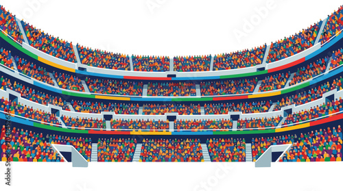 Vibrant stadium illustration for World Cup final event with packed colorful audience and lively atmosphere