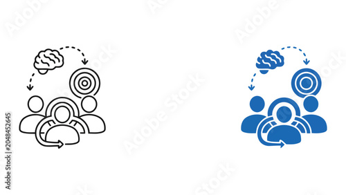 Schilderij op canvas Strategic human resource development and target achievement icon set showing tea