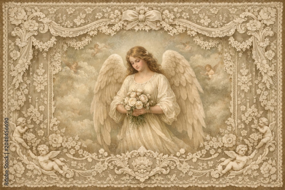 Obraz premium Vintage angelic tapestry art