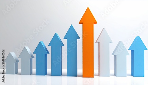Upward Trend Arrows Illustrating Business Growth and Success.