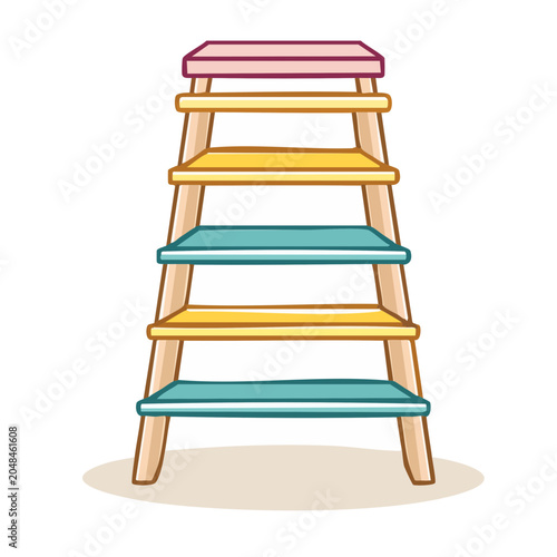 Cartoon stepladder with colorful steps