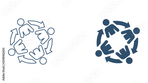 Konstfotografi Business team cycle and recurring workflow icon set featuring group coordination