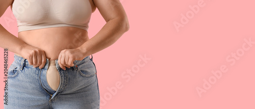Overweight woman in tight j...