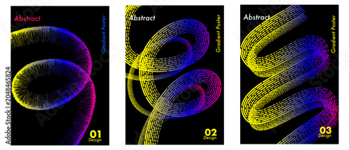Bild auf Leinwand Abstract Gradient Loop Posters Set | Futuristic Neon Ribbon Shapes, Curved Track