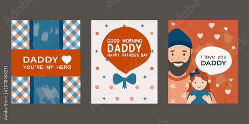Obraz na plátně Father s Day Card Designs Vector Illustrations With Text And Bowties