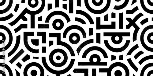 Geometric pattern with abstract shapes black and white vector illustration