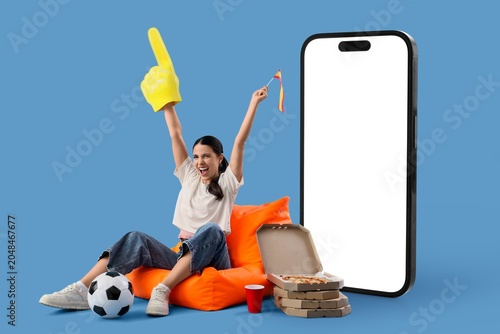 Female soccer fan watching ...