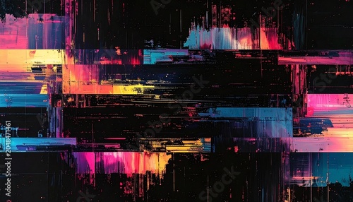 Abstract digital art with multicolored glitch effects