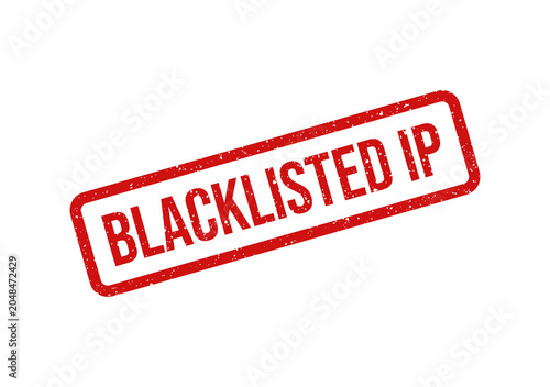 Fotografie Blacklisted ip warning stamp in red diagonal banner