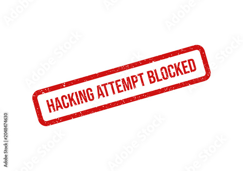 Canvas Print Red blocked stamp with hacking attempt warning text
