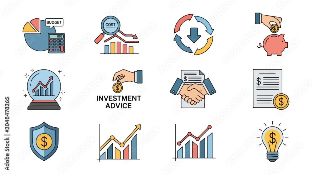 Fototapeta premium Investment advice icons