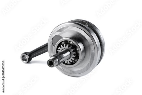 Foto Motorcycle engine crankshaft assembly with connecting rod timing gear and bearing