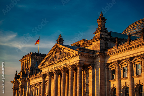 Reichstag Building in Berlin at Dramatic Sunset