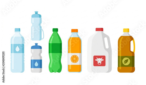 Obraz na plátně Minimal plastic bottle packaging set flat vector illustration