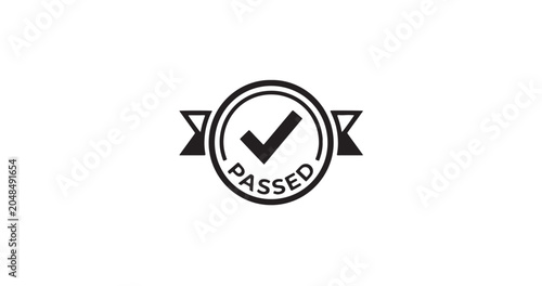 Passed Verification Badge with Check Mark Certification Icon