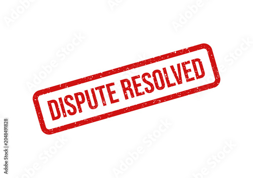 Red dispute resolved stamp on white background