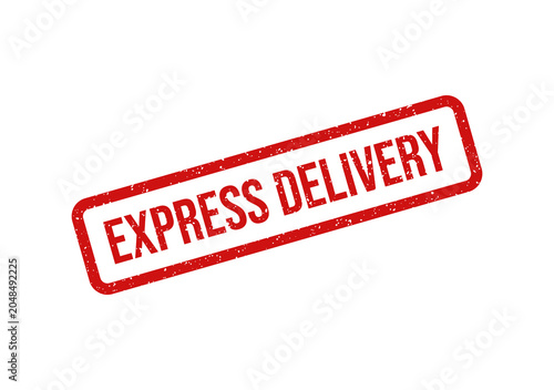 Red express delivery stamp with bold white text